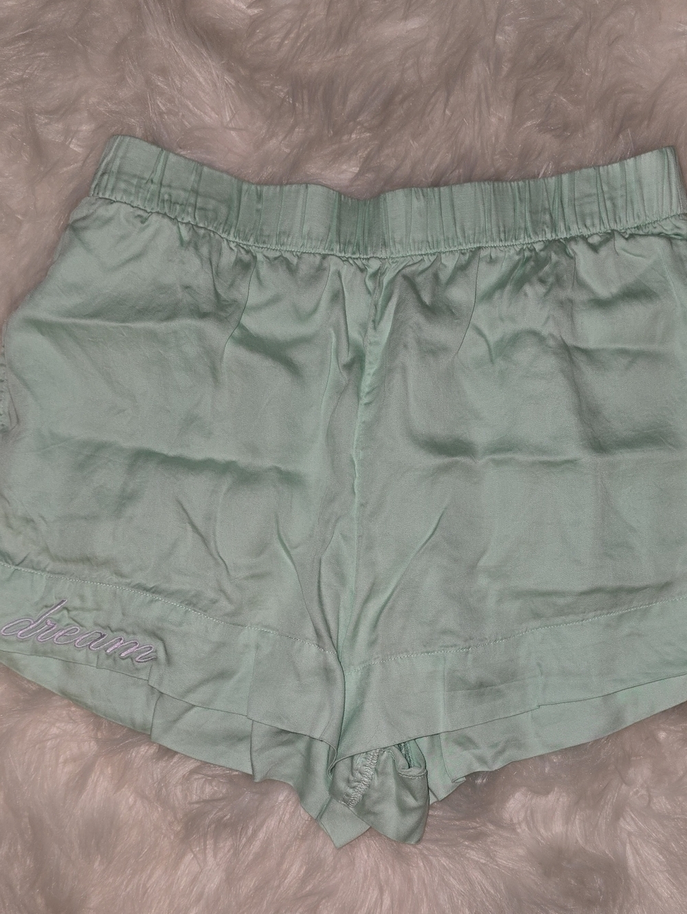 Victoria's Secret Mint Satin Dream Embroidered Lounge Shorts S
